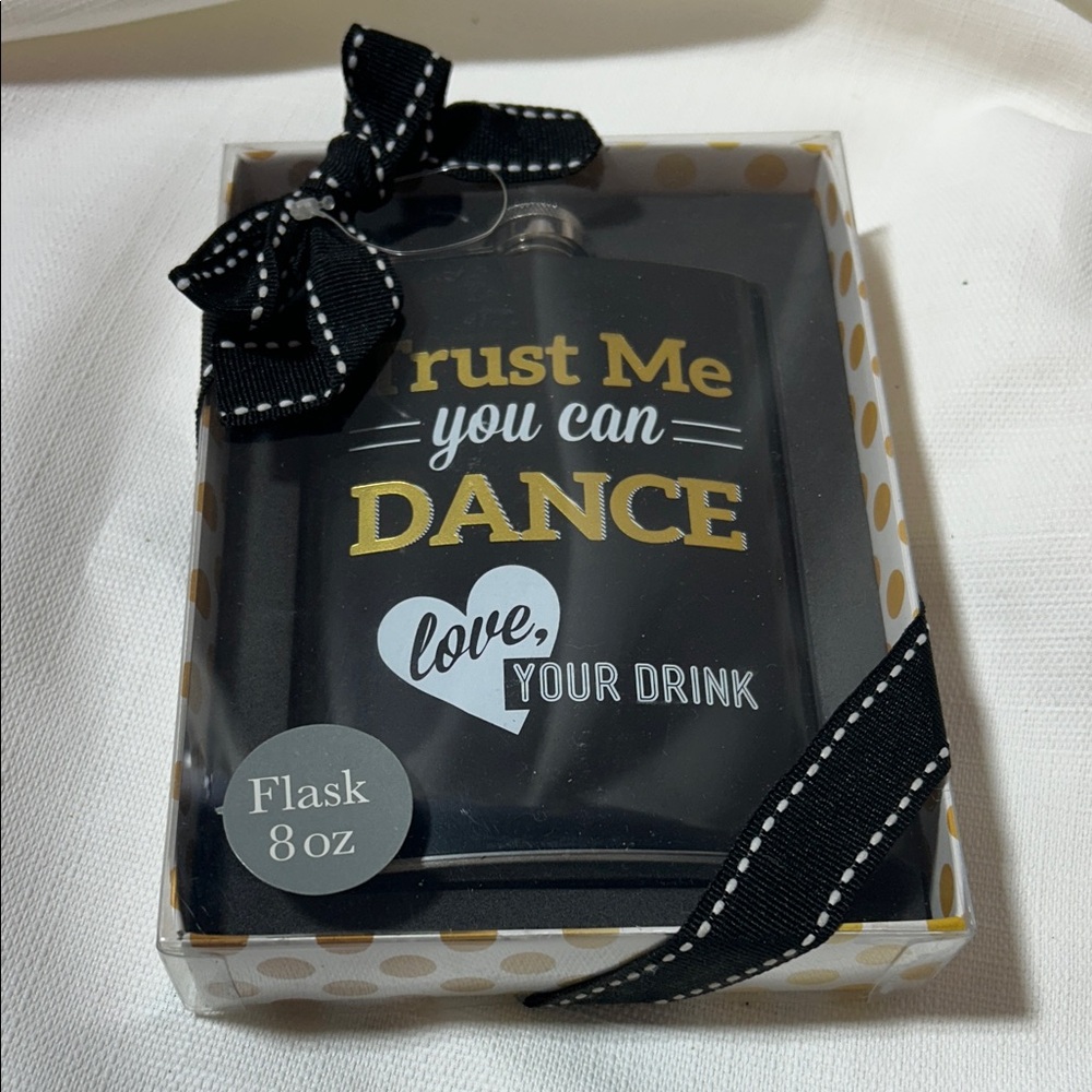 Black Flask with Gold and White Text - Picture 2 of 2